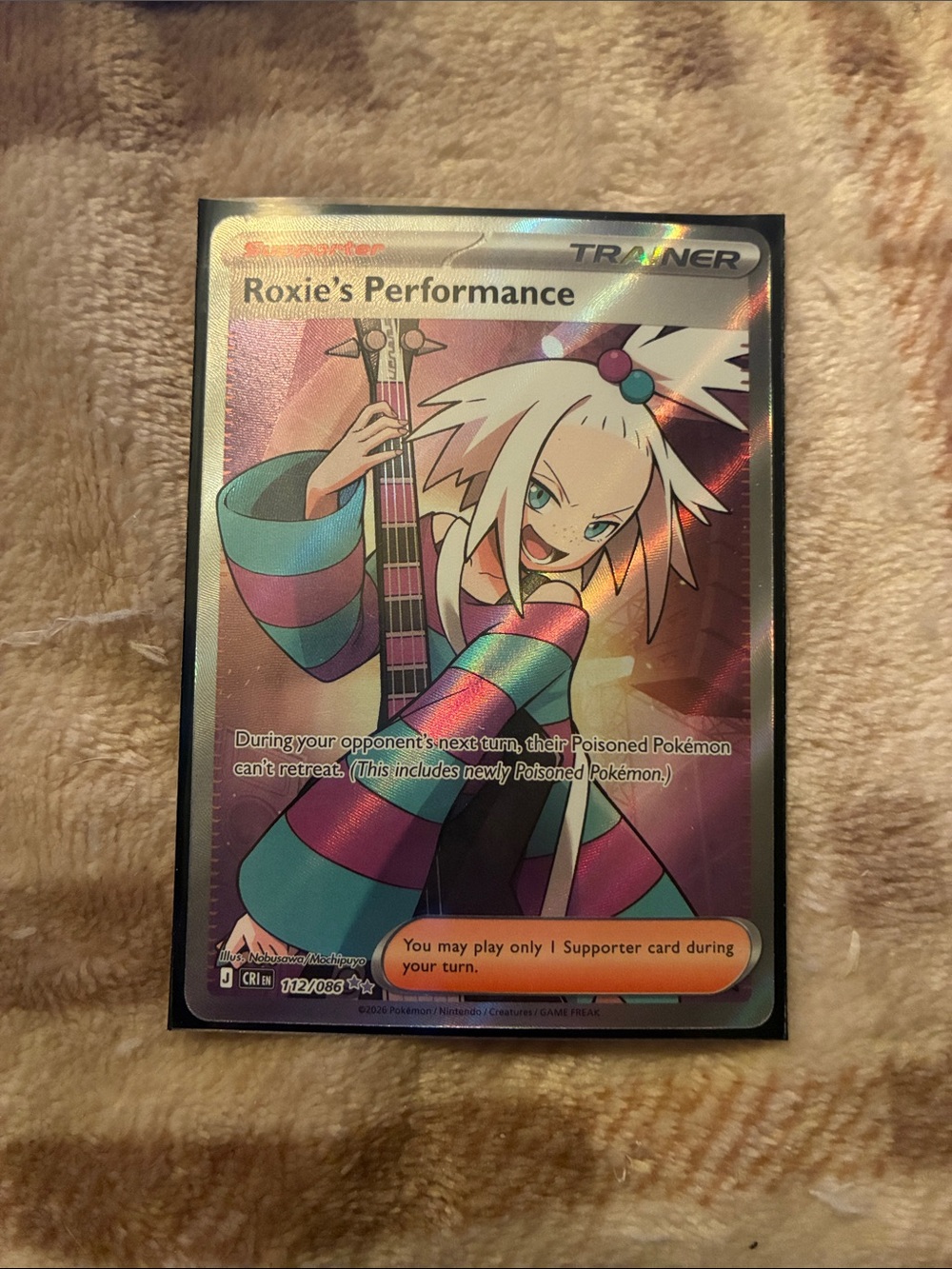 Pokemon Roxie's Performance Full Art Trainer Card - Pink, Teal, Purple